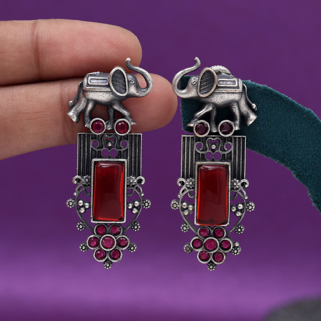 Maroon Color Oxidised Earrings (GSE2996MRN) - Preyans.com