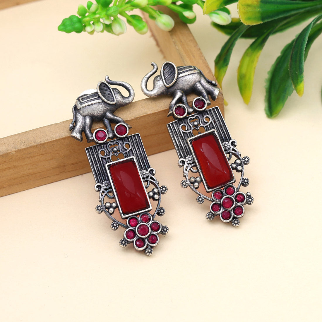 Maroon Color Oxidised Earrings (GSE2996MRN) - Preyans.com