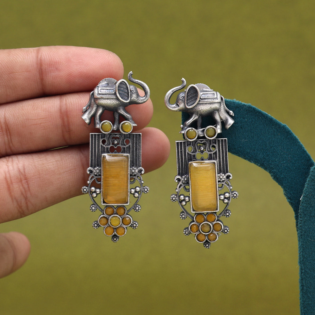 Mustard Yellow Color Oxidised Earrings (GSE2996MYLW) - Preyans.com