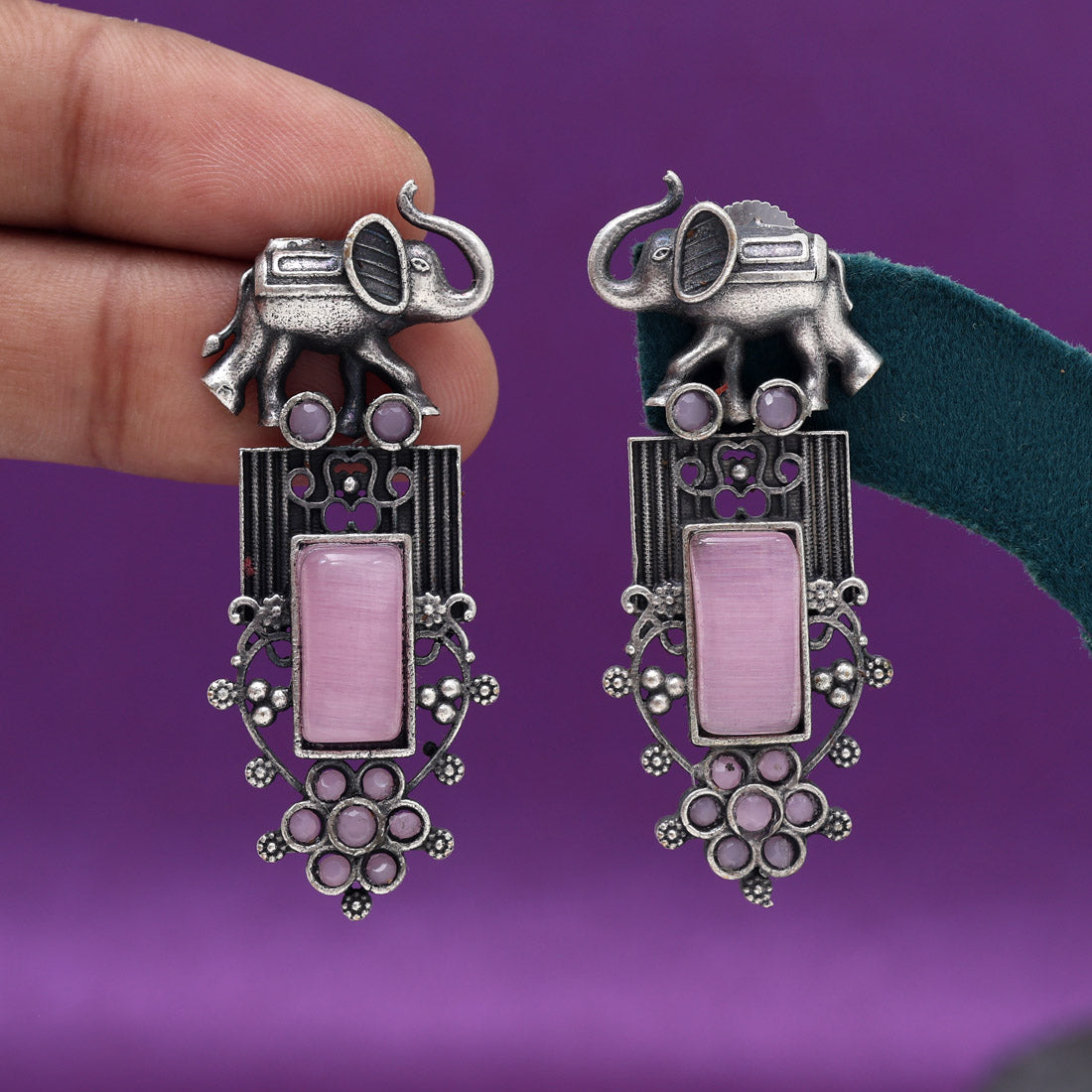 Pink Color Oxidised Earrings (GSE2996PNK) - Preyans.com