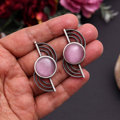 Pink Color Oxidised Earrings (GSE2997PNK) - Preyans.com