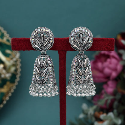 Silver Color Oxidised Earrings (GSE3006SLV) - Preyans.com