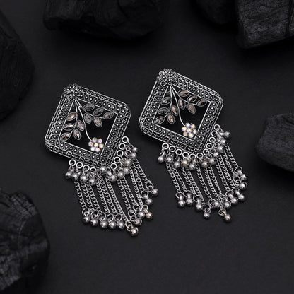 Silver Color Oxidised Earrings (GSE3015SLV) - Preyans.com