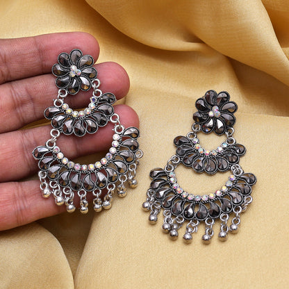 Silver Color Oxidised Earrings (GSE3016SLV) - Preyans.com