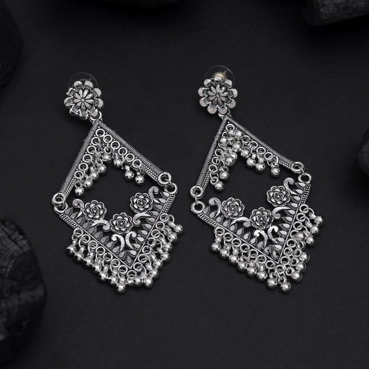 Silver Color Oxidised Earrings (GSE3017SLV) - Preyans.com