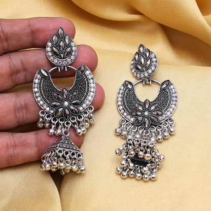 Silver Color Oxidised Earrings (GSE3023SLV) - Preyans.com