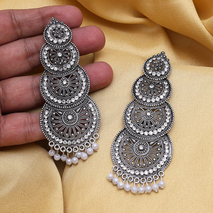 Silver Color Oxidised Earrings (GSE3026SLV) - Preyans.com