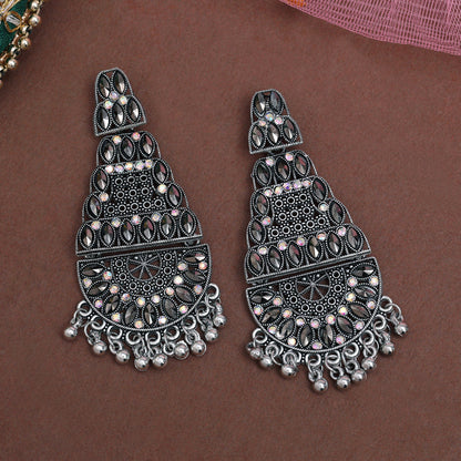 Silver Color Oxidised Earrings (GSE3028SLV) - Preyans.com