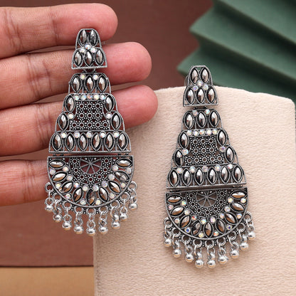 Silver Color Oxidised Earrings (GSE3028SLV) - Preyans.com