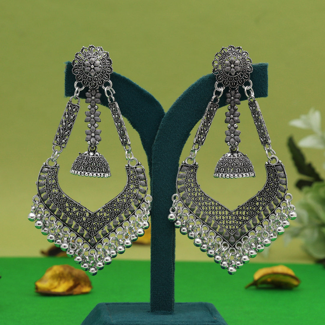 Silver Color Oxidised Earrings (GSE3032SLV) - Preyans.com