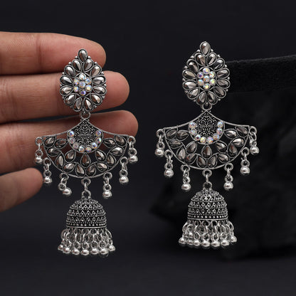 Silver Color Oxidised Earrings (GSE3033SLV) - Preyans.com