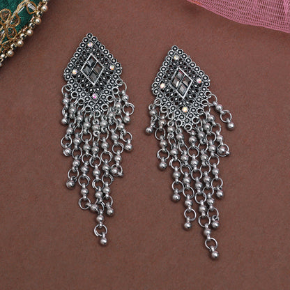 Silver Color Oxidised Earrings (GSE3038SLV) - Preyans.com