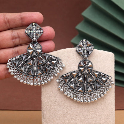 Silver Color Oxidised Earrings (GSE3040SLV) - Preyans.com