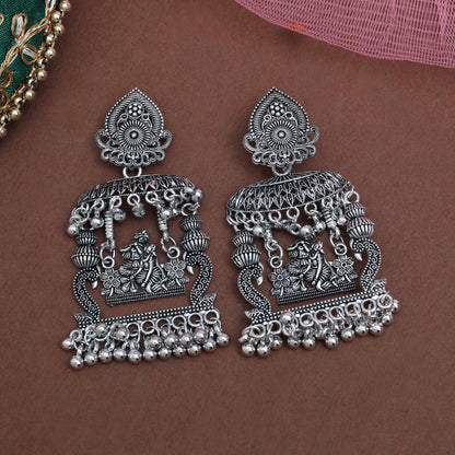 Silver Color Oxidised Earrings (GSE3041SLV) - Preyans.com