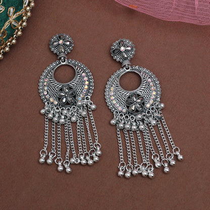 Silver Color Oxidised Earrings (GSE3050SLV) - Preyans.com