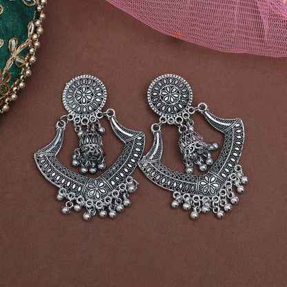 Silver Color Oxidised Earrings (GSE3053SLV) - Preyans.com