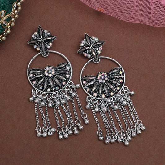 Silver Color Oxidised Earrings (GSE3058SLV) - Preyans.com