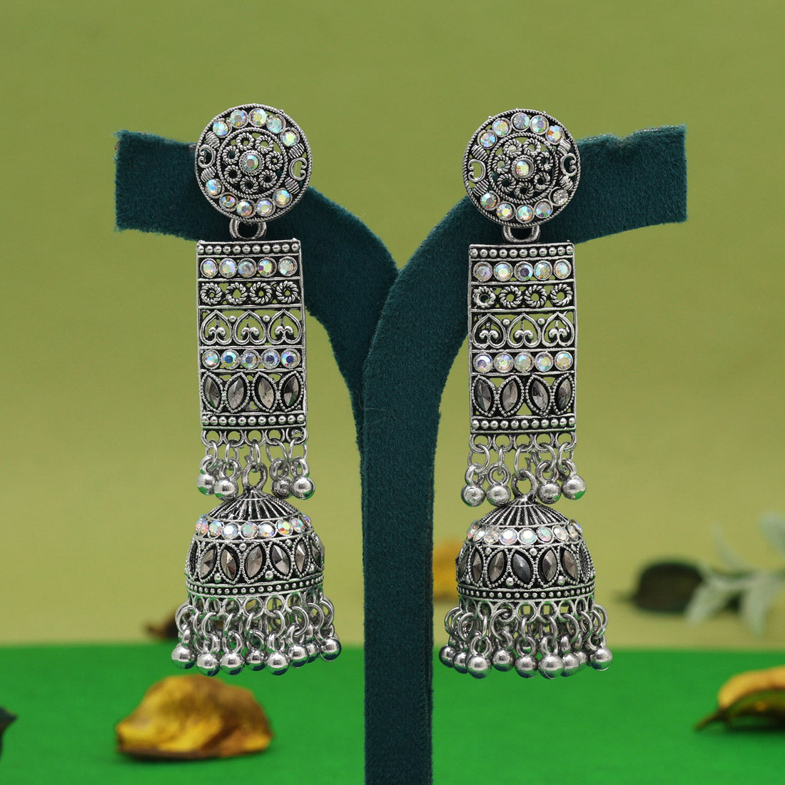 Silver Color Oxidised Earrings (GSE3060SLV) - Preyans.com