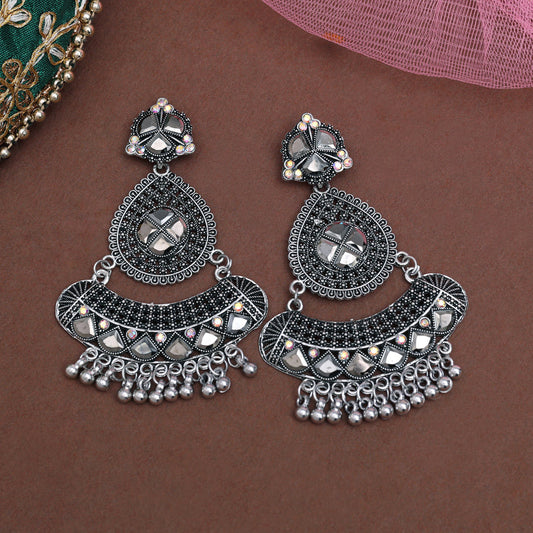 Silver Color Oxidised Earrings (GSE3064SLV) - Preyans.com