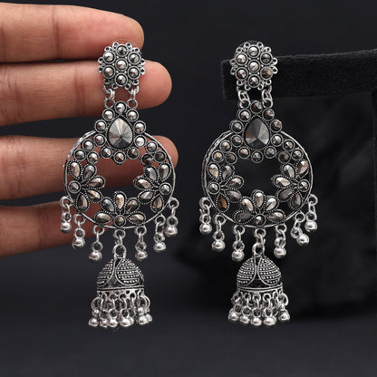 Silver Color Oxidised Earrings (GSE3068SLV) - Preyans.com