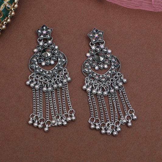 Silver Color Oxidised Earrings (GSE3069SLV) - Preyans.com