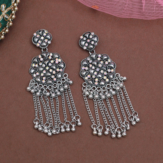 Silver Color Oxidised Earrings (GSE3071SLV) - Preyans.com