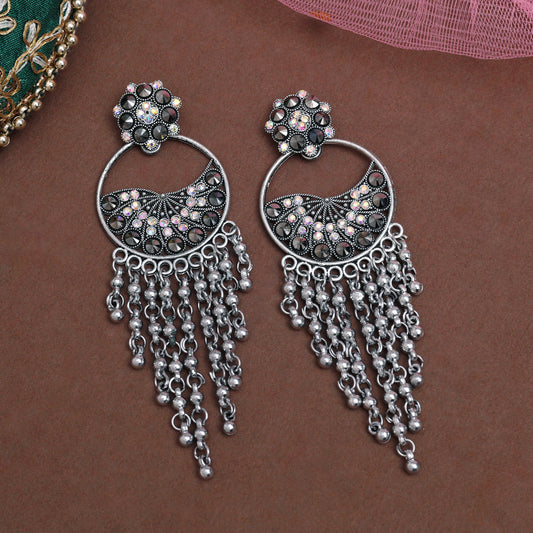 Silver Color Oxidised Earrings (GSE3074SLV) - Preyans.com