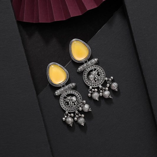 Yellow Color Oxidised Earrings (GSE3079YLW) - Preyans.com