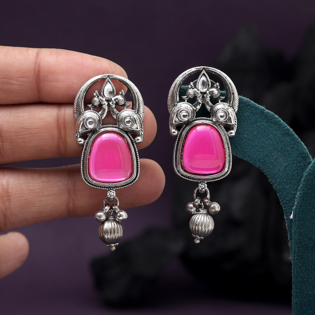 Rani Color Oxidised Earrings (GSE3081RNI) - Preyans.com