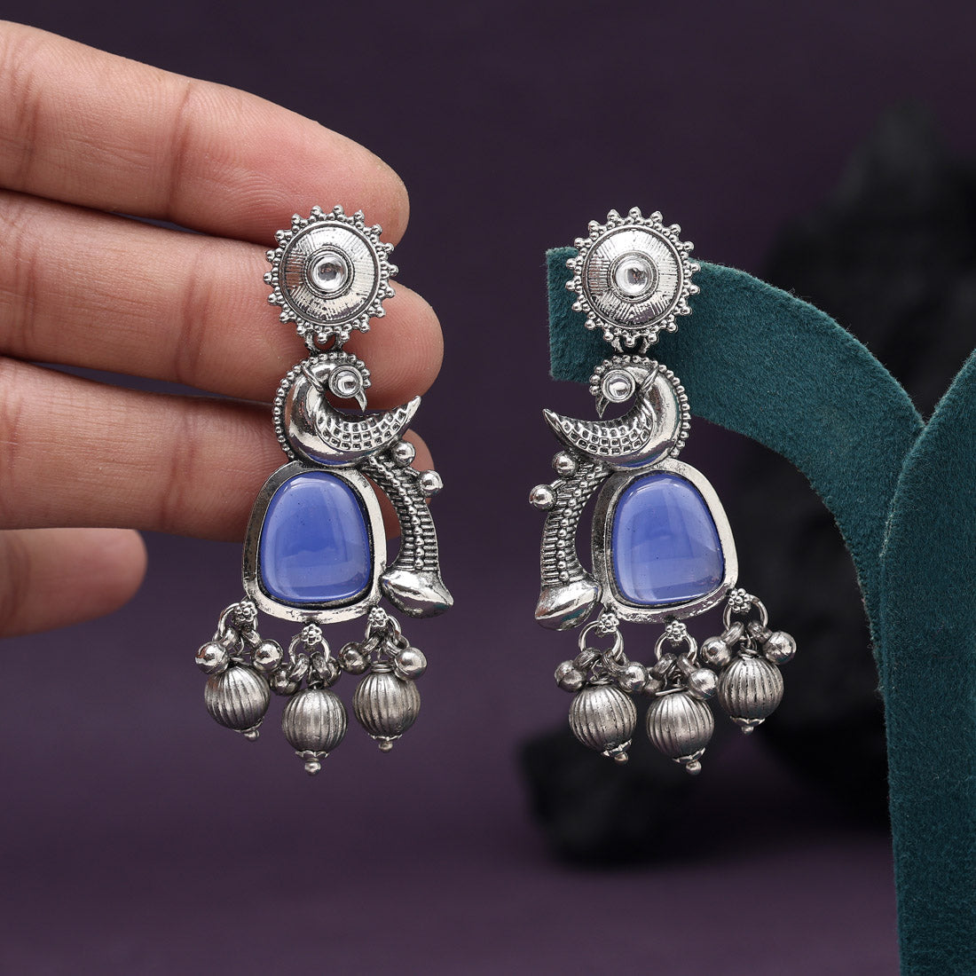 Blue Color Oxidised Earrings (GSE3082BLU) - Preyans.com