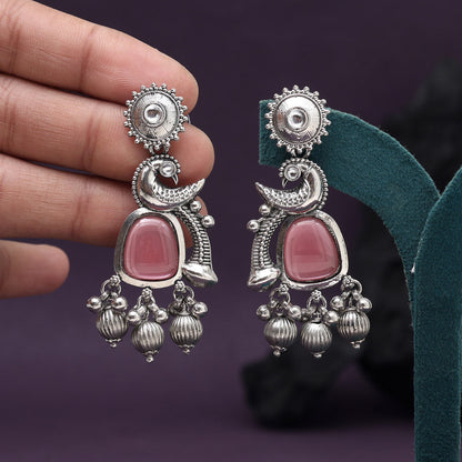 Dark Peach Color Oxidised Earrings (GSE3082DPCH) - Preyans.com