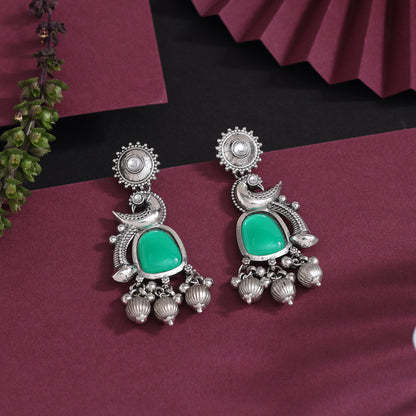 Green Color Oxidised Earrings (GSE3082GRN) - Preyans.com