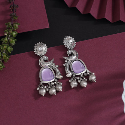 Light Purple Color Oxidised Earrings (GSE3082LPRP) - Preyans.com