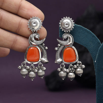 Orange Color Oxidised Earrings (GSE3082ORG) - Preyans.com