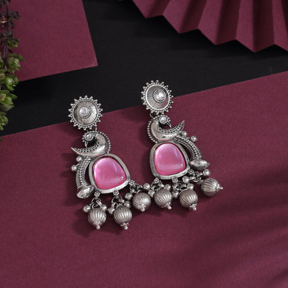 Pink Color Oxidised Earrings (GSE3082PNK) - Preyans.com