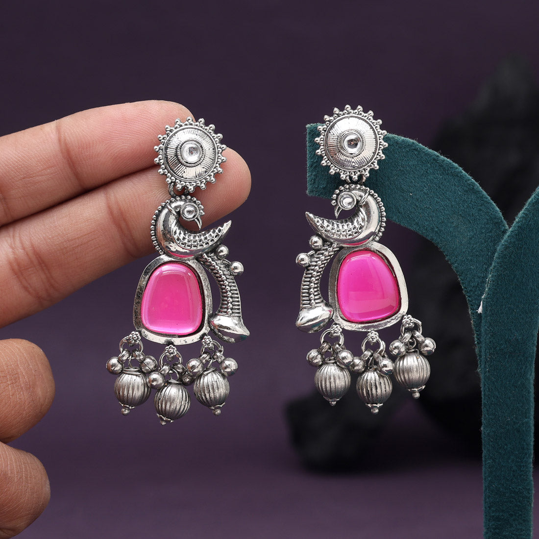 Rani Color Oxidised Earrings (GSE3082RNI) - Preyans.com