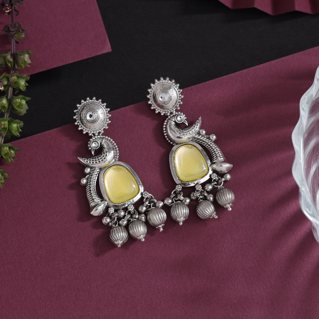 Yellow Color Oxidised Earrings (GSE3082YLW) - Preyans.com