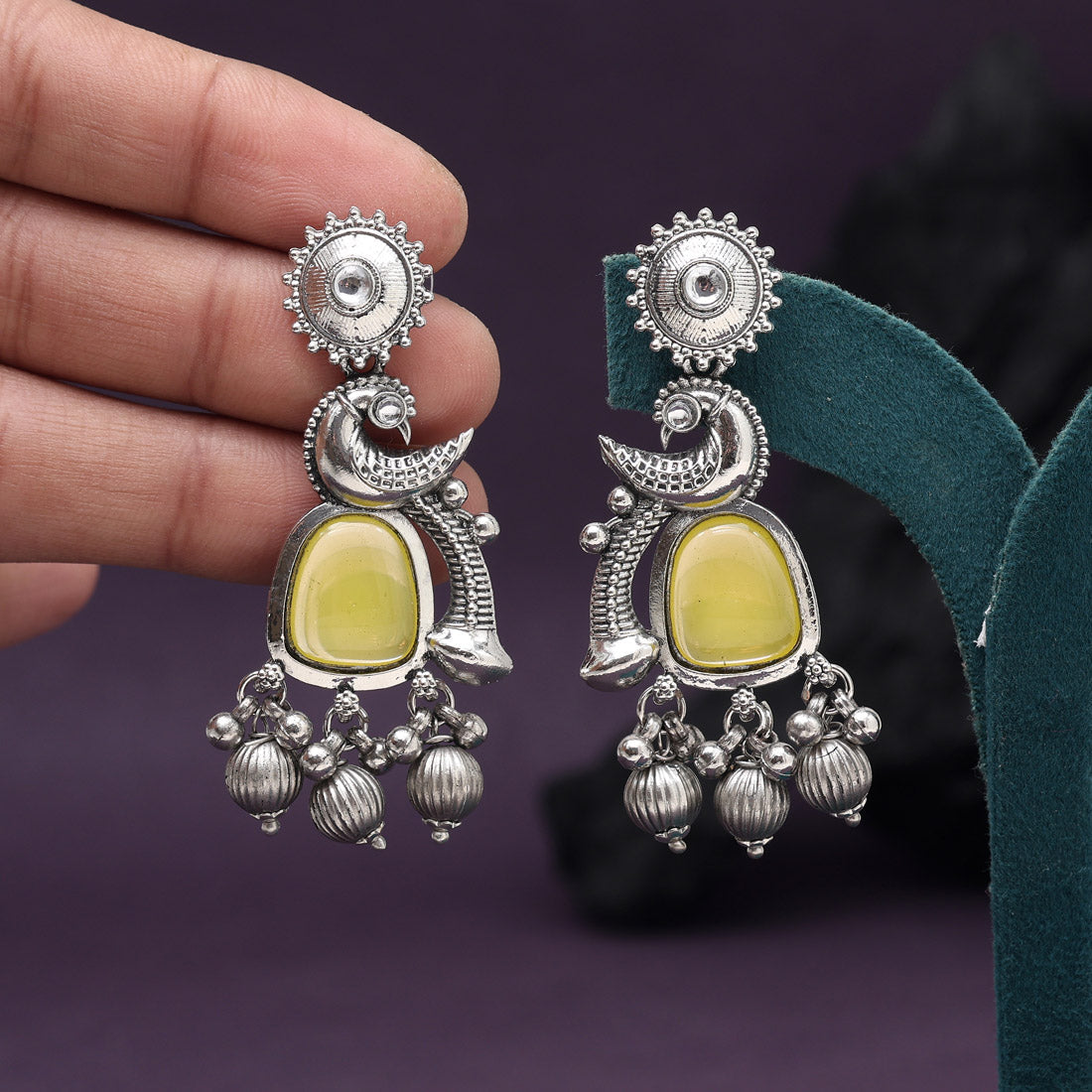 Yellow Color Oxidised Earrings (GSE3082YLW) - Preyans.com