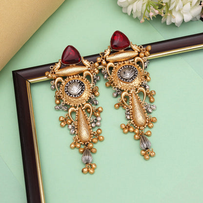 Maroon Color Oxidised Earrings (GSE3088MRN) - Preyans.com