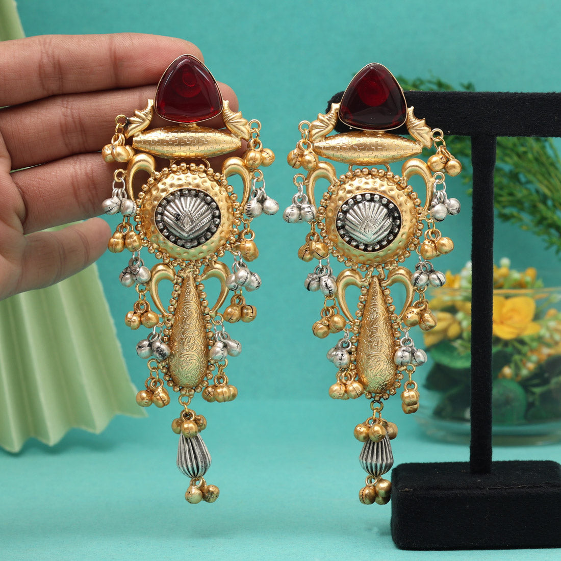 Maroon Color Oxidised Earrings (GSE3088MRN) - Preyans.com