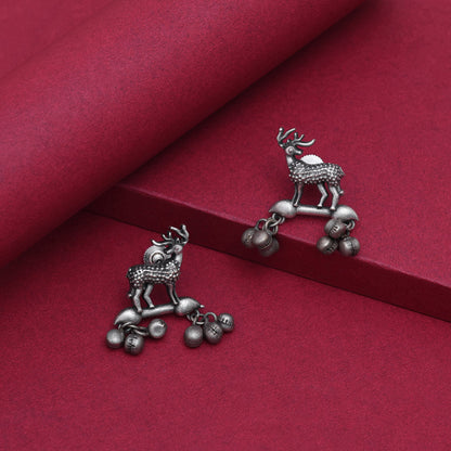 Beautiful Silver Color Oxidised Floral Inspired Long Dangle Fashion Earrings - Preyans.com