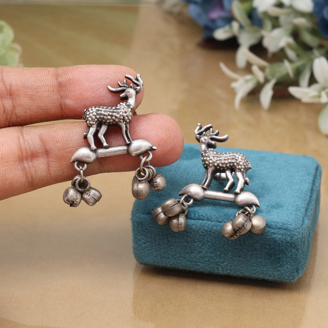 Beautiful Silver Color Oxidised Floral Inspired Long Dangle Fashion Earrings - Preyans.com