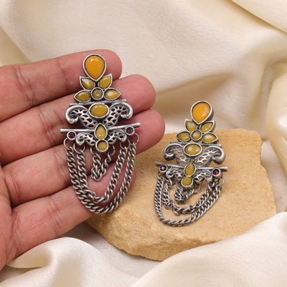 Yellow Color Oxidised Fashion Earrings With Sunshine Inspired Bohemian Flair - Preyans.com