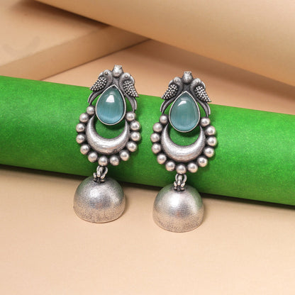 Sky Blue Color Oxidised Fashion Earrings For A Cool Festive Vibe - Preyans.com