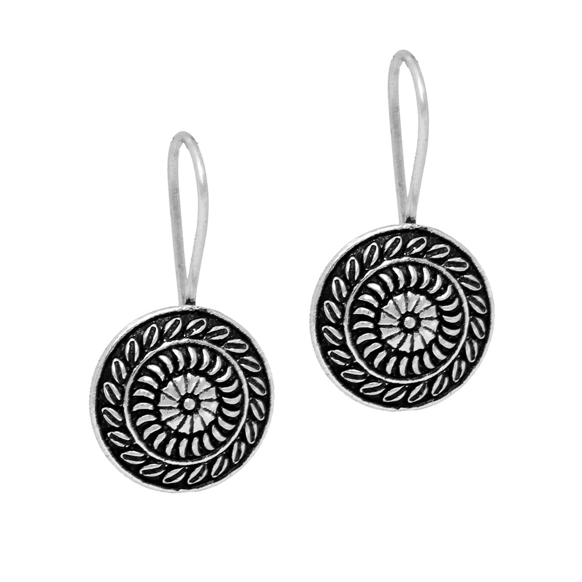 Indian Traditional Oxidised Stud Brass Earrings (GSE473SLV) - preyans.com