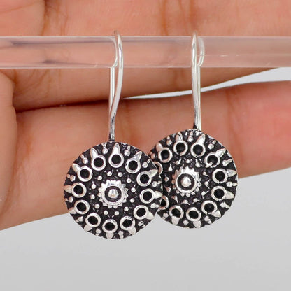 Handmade Indian Traditional Designer Silver Oxidised Stud Brass Earrings (GSE474SLV) - preyans.com