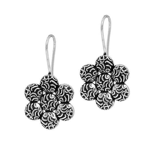 New Designer Flower Shape Handmade Indian Traditional Oxidised Stud Earrings (GSE475SLV) - preyans.com