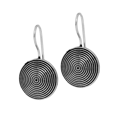 Jalebi Design Silver Tone Oxidised Stud Brass Earrings (GSE476SLV) - preyans.com