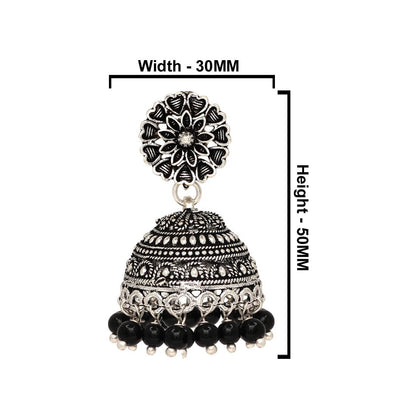 Oxidised Silver Plated Black Color Earrings Jewellery (GSE676BLK) - preyans.com