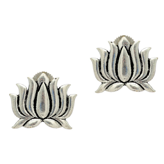 Oxidised Silver Plated Traditional Earrings (GSE724SLV) - Preyans.com